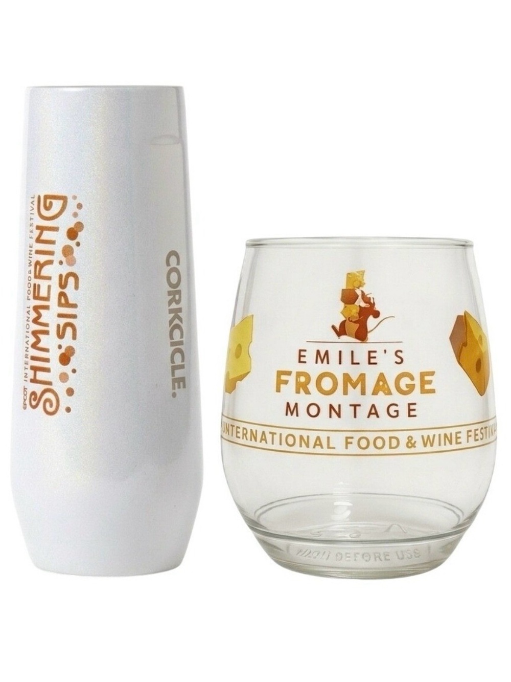 2 EPCOT Food & Wine Festival Wine Glass Corkcicle Shimmering Sip Fromage Montage